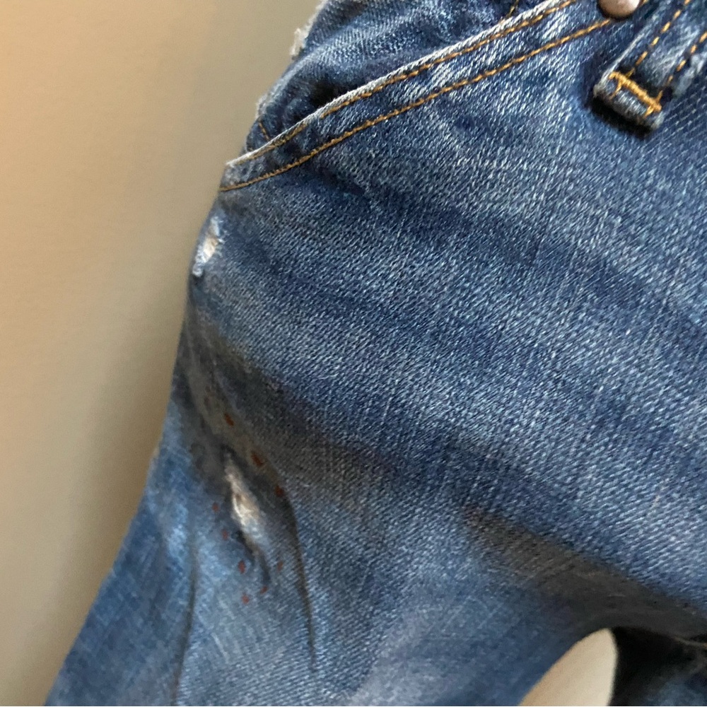 Gap Distressed Patchwork Low Rise Straight Leg Bl… - image 4